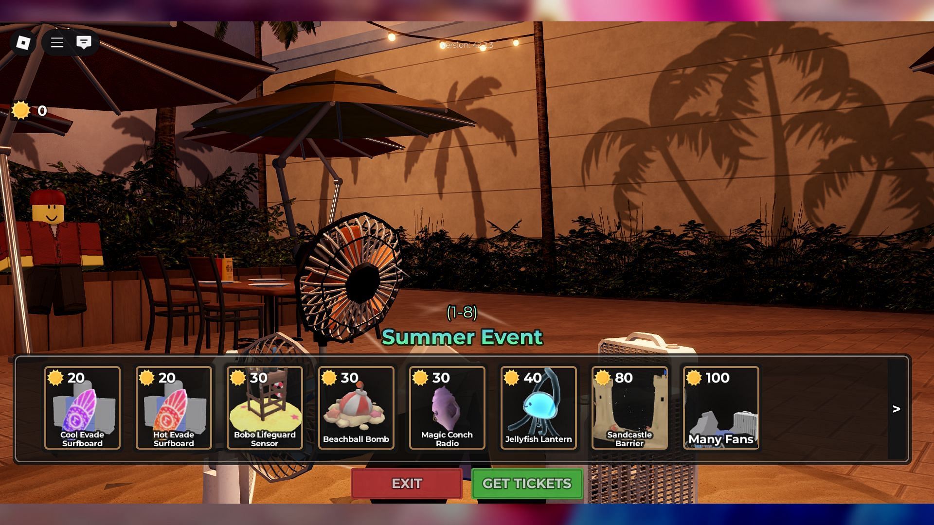 First page of the Summer event in Evade (Image via Roblox)